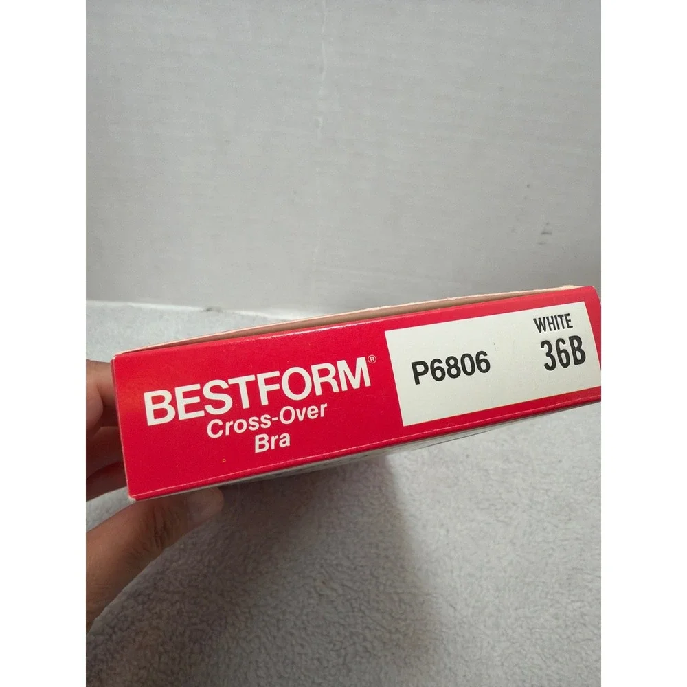 NOS VTG 80s Bestform Cross-Over Bra 36B White Silver Saver Fiberfill  P6806